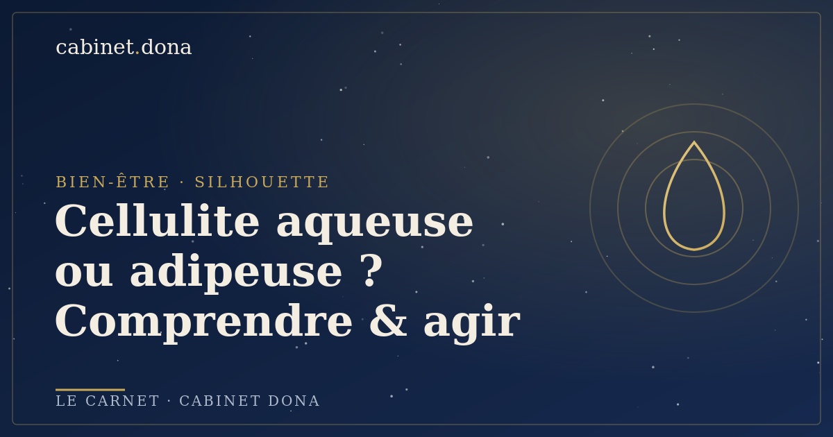 Cellulite aqueuse ou adipeuse : comprendre et agir — Cabinet Dona