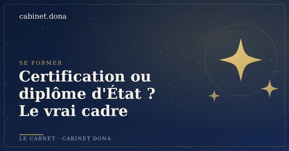 Certification ou diplôme d'État dans le bien-être : ce que ça change, Cabinet Dona