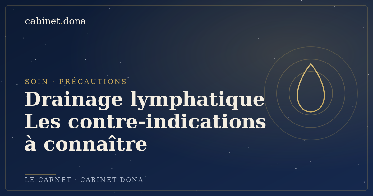 Contre-indications du drainage lymphatique Renata França, Cabinet Dona