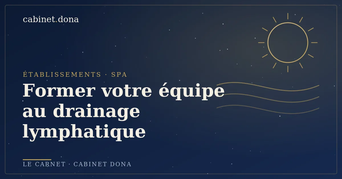 Former son équipe au drainage lymphatique, un investissement pour un spa ou un institut, Cabinet Dona