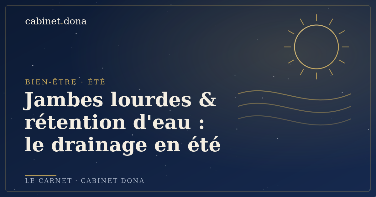 Drainage lymphatique pour soulager les jambes lourdes en été — Cabinet Dona