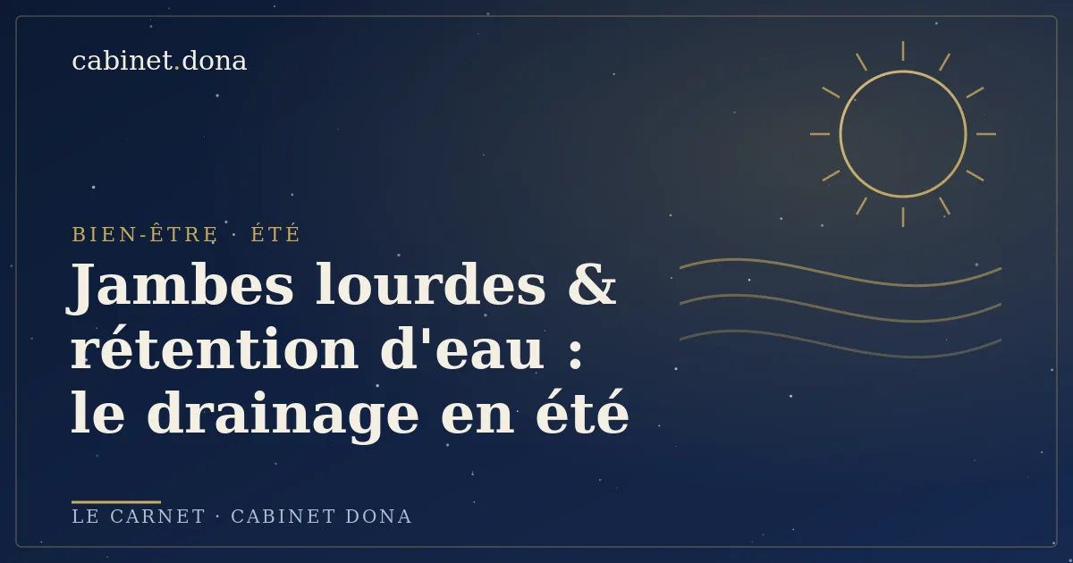 Drainage lymphatique pour soulager les jambes lourdes en été, Cabinet Dona